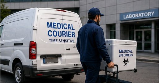 Medical courier transporting specimens
