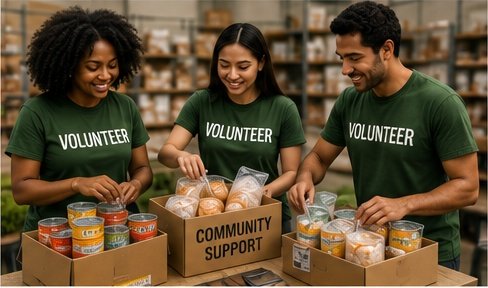 Nonprofit volunteers organizing community support